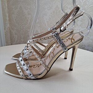 Sam Edelman Womens Size 8 Lenox Gold/Silver Studded Stilletto High Heels